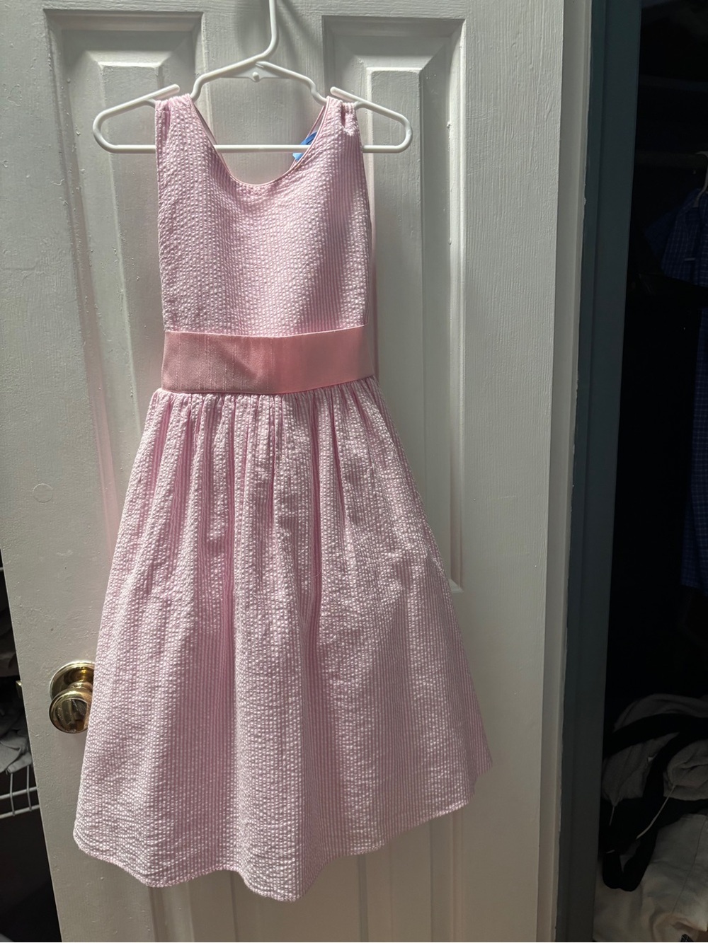 Classic Girls' Pink Seersucker Fit-and-Flare Dress